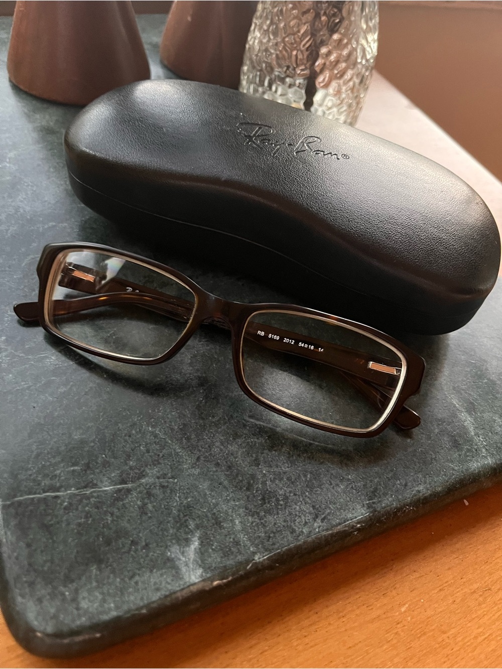 Ray-Ban 90s style Brown Rectangular Eyeglasses* with Black Case